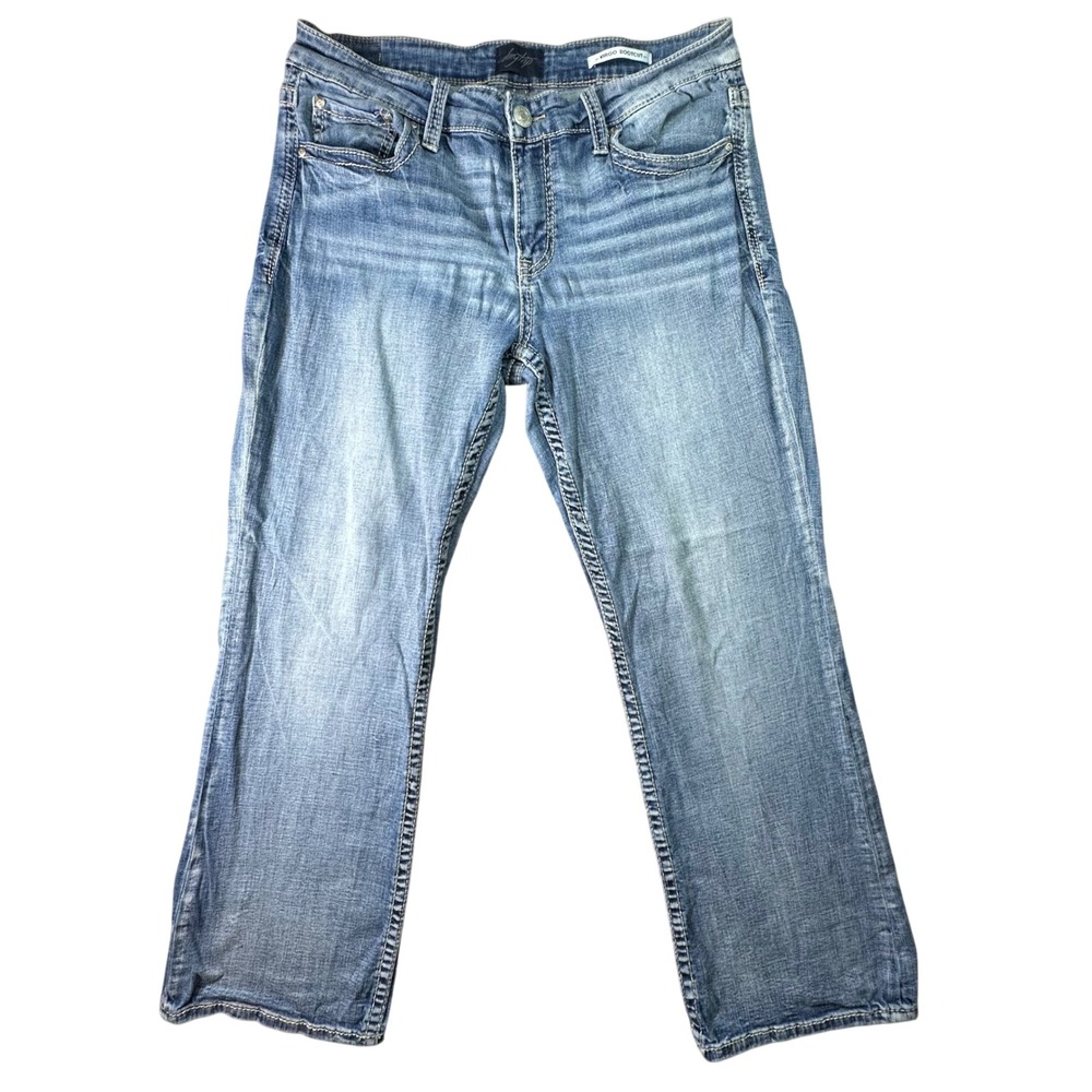 Daytrip Virgo Bootcut Jeans Medium Wash Denim Y2K Boho Size 31S Blue Indie